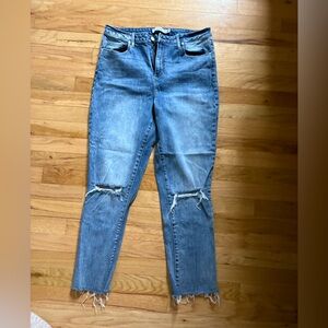 JustFab Blue Distressed Ankle Jeans